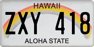 HI license plate ZXY418