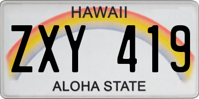 HI license plate ZXY419