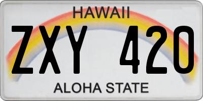 HI license plate ZXY420