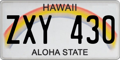 HI license plate ZXY430