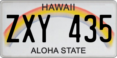 HI license plate ZXY435