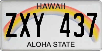 HI license plate ZXY437