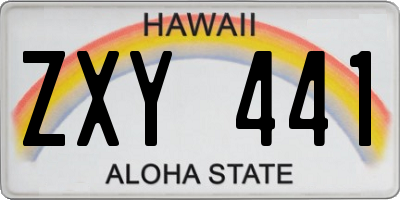HI license plate ZXY441