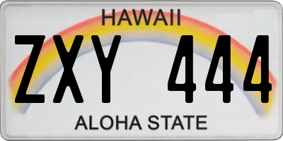 HI license plate ZXY444