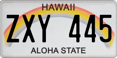 HI license plate ZXY445