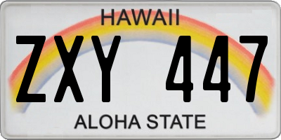 HI license plate ZXY447
