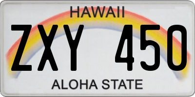 HI license plate ZXY450