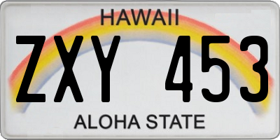 HI license plate ZXY453