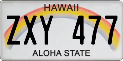 HI license plate ZXY477