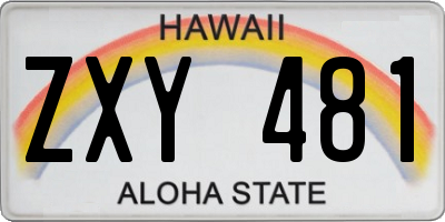 HI license plate ZXY481