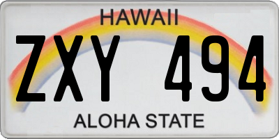 HI license plate ZXY494