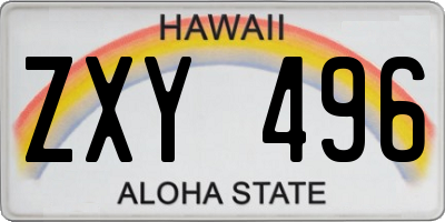 HI license plate ZXY496