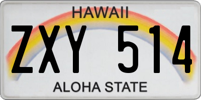 HI license plate ZXY514