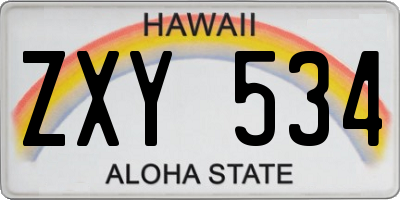 HI license plate ZXY534