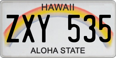 HI license plate ZXY535