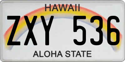 HI license plate ZXY536