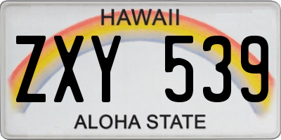 HI license plate ZXY539