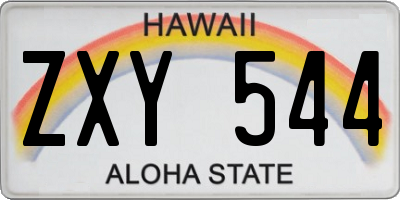 HI license plate ZXY544