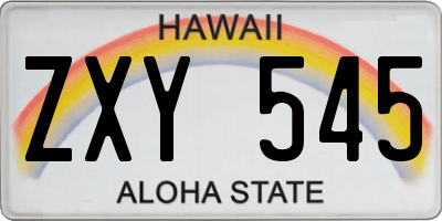 HI license plate ZXY545