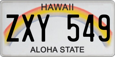 HI license plate ZXY549