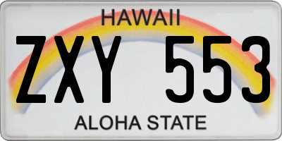 HI license plate ZXY553
