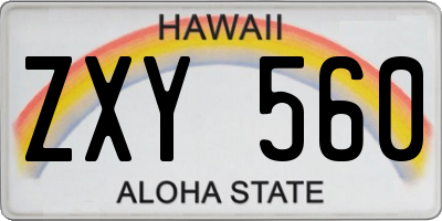HI license plate ZXY560