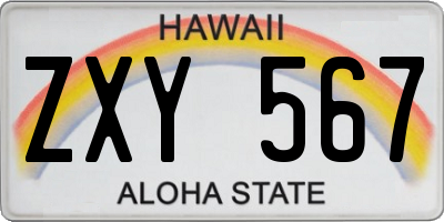 HI license plate ZXY567