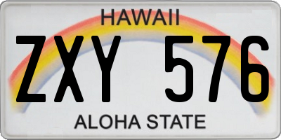 HI license plate ZXY576