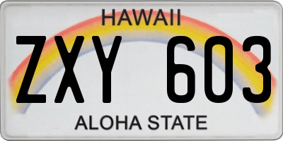 HI license plate ZXY603