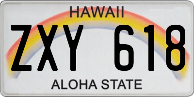 HI license plate ZXY618