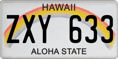 HI license plate ZXY633