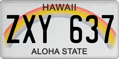 HI license plate ZXY637