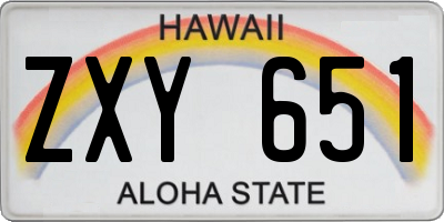 HI license plate ZXY651