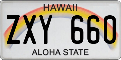 HI license plate ZXY660