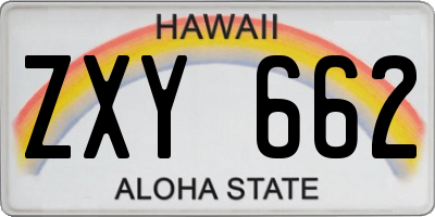 HI license plate ZXY662