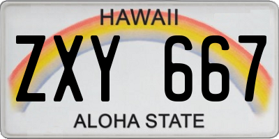 HI license plate ZXY667
