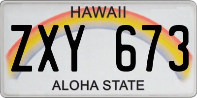 HI license plate ZXY673