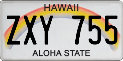HI license plate ZXY755