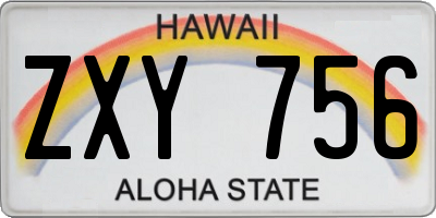 HI license plate ZXY756