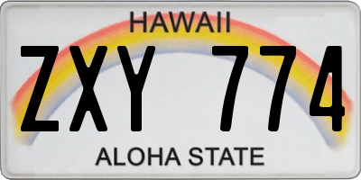 HI license plate ZXY774