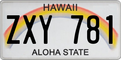 HI license plate ZXY781