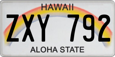 HI license plate ZXY792