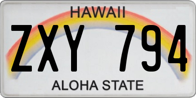 HI license plate ZXY794