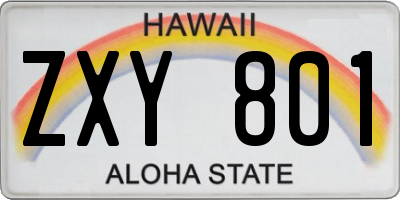 HI license plate ZXY801
