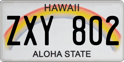 HI license plate ZXY802