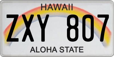 HI license plate ZXY807