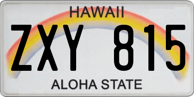 HI license plate ZXY815