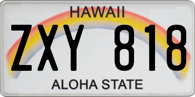 HI license plate ZXY818