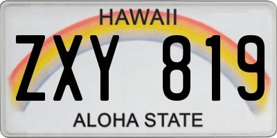 HI license plate ZXY819