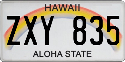 HI license plate ZXY835